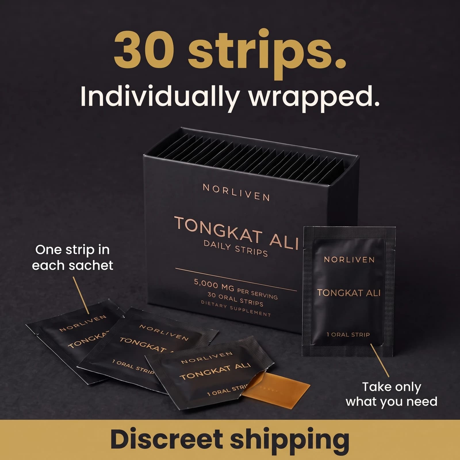Norliven pack with individually wrapped oral strips